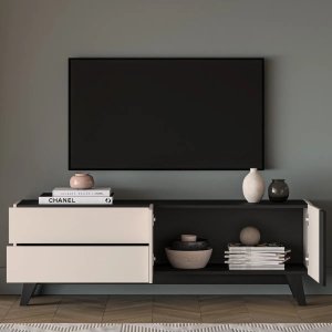 Szafka RTV FRESHION 05 1D2S 160 kaszmirowa/czarna ML MEBLE 6