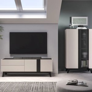 Szafka RTV FRESHION 05 1D2S 160 kaszmirowa/czarna ML MEBLE 10