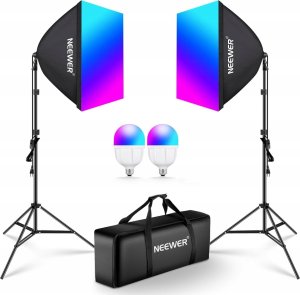 Zestaw Oświetleniowy 2x Softbox 60cm / Statyw 210cm / 90 Żarówka Rgb Bluetooth / Nk800 3