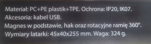 КиКо KT HC COB LED WORKSHOP LAMP 700lm POWERBANK 10