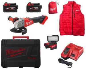 MILWAUKEE. M18FSAG125XBMC-502X GRINDER + M18ALIS-0 LAMP AND SLEEVELESS 1