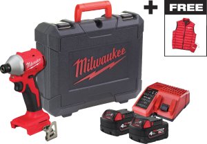 MILWAUKEE. IMPACT DRIVER M18BLIDRCMC-402C + LAMP M18ALIS-0 AND SLEEVELESS 1