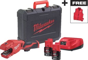 MILWAUKEE.PIPE CUTTER M12PCSSMC-202C + LAMP M18ALIS-0 AND SLEEVELESS 1