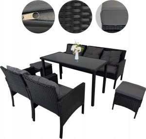 Zestaw Mebli Ogrodowych Technorattan Capri PRO 6cz. CZARNY 7os. 2