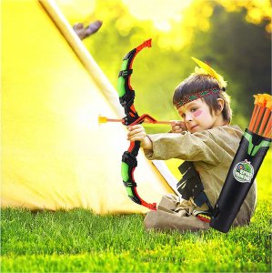 Łuk Zestaw Łuczniczy Dla Dzieci Strzałki Kołczan Puszki Cele Tarcza Led 2