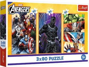 Trefl Puzzle Marvel Dni pełne akcji 3x80 elementów 1