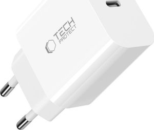 TECH-PROTECT NC20W 1-PORT NETWORK CHARGER PD20W + TYPE-C CABLE WHITE 4