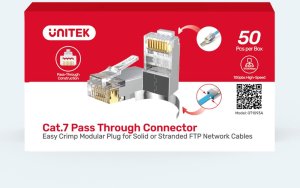 Unitek Wtyk modularny Pass-Through RJ45 Cat. 7, 50szt. 1
