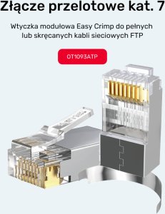 Unitek Unitek Wtyk modularny Pass-Through RJ45 Cat. 7, 50szt. 7