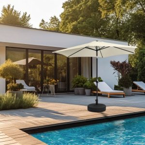 Bauerkraft Składany parasol ogrodowy balkonowy regulowany 210 cm beżowy 8