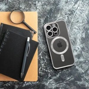 Hello Case Etui Magsafe do Apple iPhone 15 Pro (Przezroczyste, Srebrne, Tytan, Case) 3
