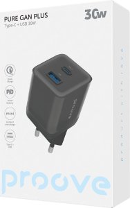 PROOVE Inteligentne Gniazdko Sieciowe Wtyczka 30W USB-A + USB-C QC3.0 PD3.0 PROOVE / WCPU30111201 / Czarny 7