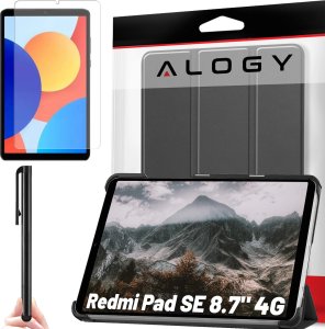 Etui ochronne do Redmi Pad SE 8.7" 4G Alogy Book Cover Case obudowa na tablet Czarne + Szkło i rysik 1