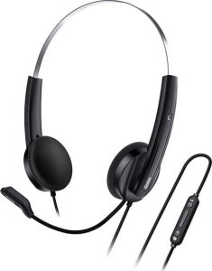 Genius HS-220U AI, słuchawki z mikrofonem, przewodowaczarna, 2.0, zamykane, USB - C 1