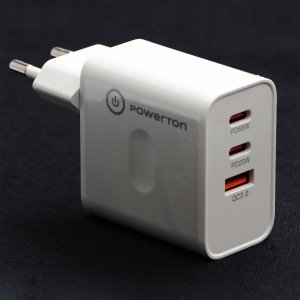 Powerton Zasilacz / sieciowy adapter 65W, 3 porty, USB-C, USB-A, 65W GaN Charger 3