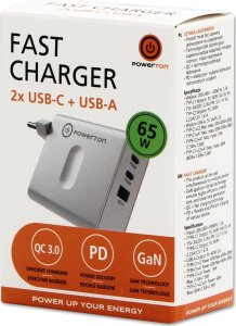 Powerton Zasilacz / sieciowy adapter 65W, 3 porty, USB-C, USB-A, 65W GaN Charger 6