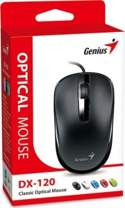 Mysz przewodowa, Genius DX-120, czarna, optyczna, 1200DPI, USB-C 4