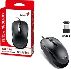 Mysz przewodowa, Genius DX-120, czarna, optyczna, 1200DPI, USB-C 5