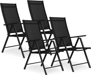 Zestaw Krzeseł Ogrodowych 4 sztuki Regulowane Czarne 2