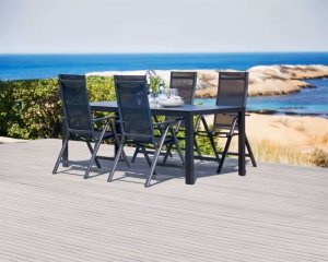 Zestaw Krzeseł Ogrodowych 4 sztuki Regulowane Czarne 4
