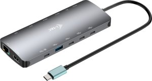 I-TEC USB-C Metal Nano Dock 2x HDMI 1x USB-C Video 1x GLAN 1x Audio/Mic 1xSD/microSD 1x USB 3.2 3x USB-C 3.2 Gen2 2x USB 2.0 PD140W 1