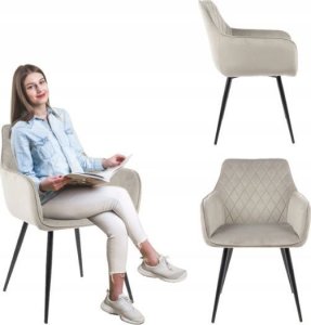 Krzesło tapicerowane kubełkowe romby do jadalni salonu Maria szare 2