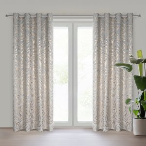 Zasłona zaciemniająca błyszcząca na przelotkach MILENA 140X250 szara 1