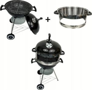 Grill ogrodowy węglowy na kółkach BBQ1001 przenośny czarny 13