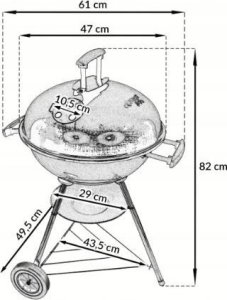 Grill ogrodowy węglowy na kółkach BBQ1001 przenośny czarny 4