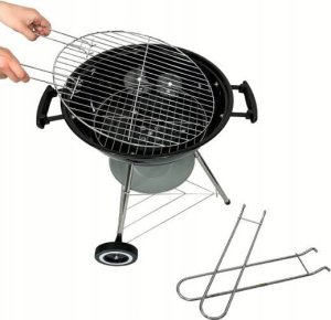 Grill ogrodowy węglowy na kółkach BBQ1001 przenośny czarny 6