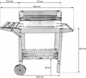 Grill ogrodowy węglowy z półkami na kółkach 4