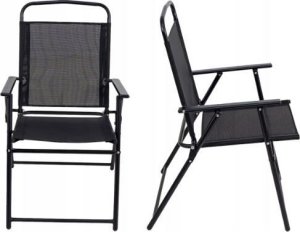 Krzesło ogrodowe składane wygodne LIMA taras balkon czarne 2