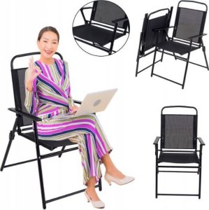 Krzesło ogrodowe składane wygodne LIMA taras balkon czarne 7