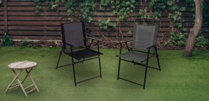 Krzesło ogrodowe składane wygodne LIMA taras balkon czarne 9