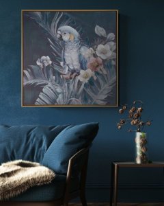 Obraz ręcznie malowany na płótnie Papuga 60X60 granatowy 3