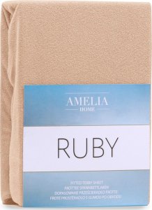 AmeliaHome Prześcieradło RUBY styl klasyczny frotte z gumką 90x200 cappuccino 1