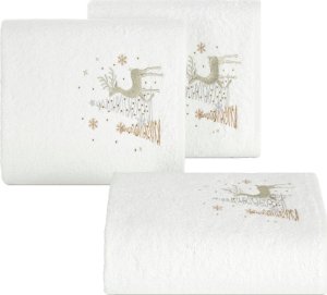 Ręcznik świąteczny z haftem Jeleń i choinki SANTA 70X140 biały x3 1