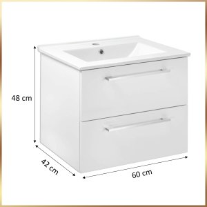 Biała Szafka z Umywalką Konglomerat Viki 60 Bateria Aqqua Click Clack Syfon 13