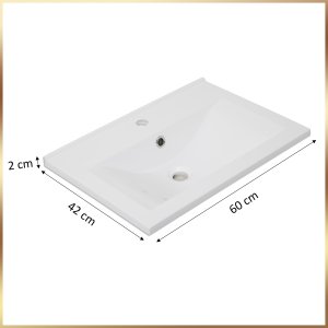 Biała Szafka z Umywalką Konglomerat Viki 60 Bateria Aqqua Click Clack Syfon 14