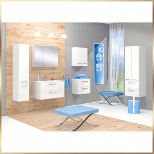 Biała Szafka z Umywalką Konglomerat Viki 60 Bateria Aqqua Click Clack Syfon 16