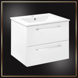 Biała Szafka z Umywalką Konglomerat Viki 60 Bateria Aqqua Click Clack Syfon 2