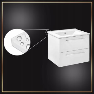 Biała Szafka z Umywalką Konglomerat Viki 60 Bateria Aqqua Click Clack Syfon 4
