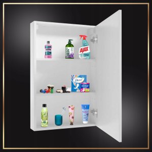 Biała Szafka Łazienkowa Wisząca Lustro 2 Półki Regulowane 50 x 12 x 76 cm 3