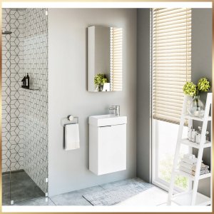 Biała Szafka Łazienkowa Wisząca Lustro 2 Półki Regulowane 50 x 12 x 76 cm 10