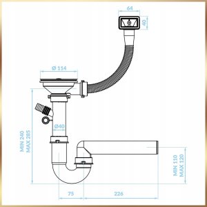 Szafka Kuchenna Biała + Zlewozmywak 50 x 40 + Bateria Beż Elastyczna Syfon 13