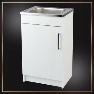 Szafka Kuchenna Biała + Zlewozmywak 50 x 40 + Bateria Beż Elastyczna Syfon 2