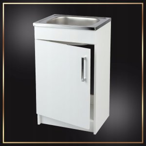 Szafka Kuchenna Biała + Zlewozmywak 50 x 40 + Bateria Beż Elastyczna Syfon 3