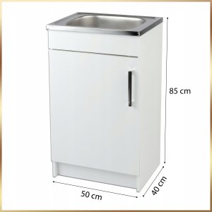 Szafka Kuchenna Biała + Zlewozmywak 50 x 40 + Bateria Beż Elastyczna Syfon 9