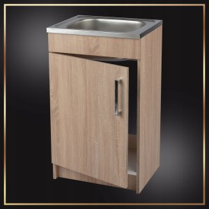 Szafka Kuchenna Sonoma 50 Slim Zlew Bateria Beż Elastycz Syfon do Zmywarki 2