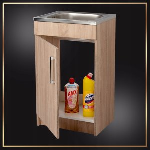 Szafka Kuchenna Sonoma 50 Slim Zlew Bateria Beż Elastycz Syfon do Zmywarki 3